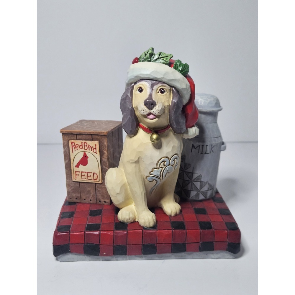 Jim Shore Country Living Festive Farmhouse Friend Dog Milk Pail Figurine 6011743 - Picture 2 of 8